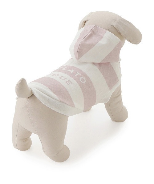 gelato pique（ジェラートピケ）の「【CAT&DOG】【販路限定商品】　コットンモダール2ボーダーフーディ（ペットウェア・レディース・ブルー/ピンク/ベージュ・SMALL/MEDIUM/LARGE）」の4枚目の写真