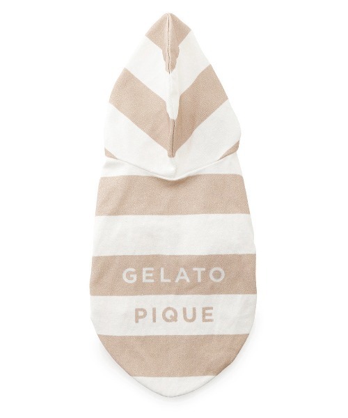 gelato pique（ジェラートピケ）の「【CAT&DOG】【販路限定商品】　コットンモダール2ボーダーフーディ（ペットウェア・レディース・ブルー/ピンク/ベージュ・SMALL/MEDIUM/LARGE）」の6枚目の写真