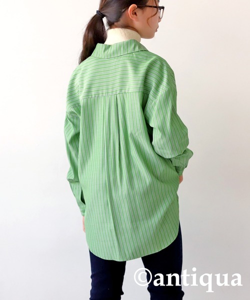 antiqua(アンティカ)の「ストライプ柄シャツ(シャツ/ブラウス・キッズ・ブルー/グリーン・120/130/140/150/160)」の13枚目の写真