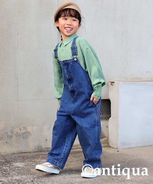antiqua(アンティカ)の「ストライプ柄シャツ(シャツ/ブラウス・キッズ・ブルー/グリーン・120/130/140/150/160)」の8枚目の写真