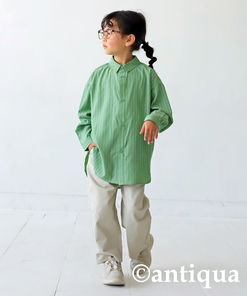 antiqua(アンティカ)の「ストライプ柄シャツ(シャツ/ブラウス・キッズ・ブルー/グリーン・120/130/140/150/160)」の10枚目の写真