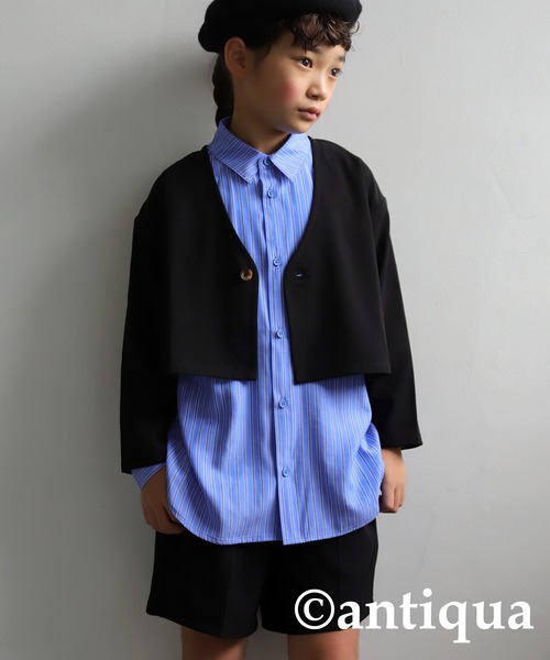 antiqua(アンティカ)の「ストライプ柄シャツ(シャツ/ブラウス・キッズ・ブルー/グリーン・120/130/140/150/160)」の15枚目の写真