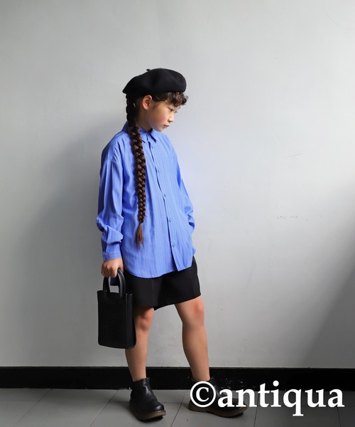 antiqua(アンティカ)の「ストライプ柄シャツ(シャツ/ブラウス・キッズ・ブルー/グリーン・120/130/140/150/160)」の16枚目の写真