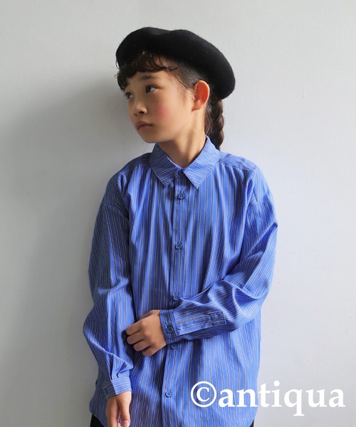 antiqua(アンティカ)の「ストライプ柄シャツ(シャツ/ブラウス・キッズ・ブルー/グリーン・120/130/140/150/160)」の18枚目の写真