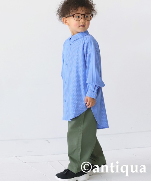 antiqua(アンティカ)の「ストライプ柄シャツ(シャツ/ブラウス・キッズ・ブルー/グリーン・120/130/140/150/160)」の22枚目の写真