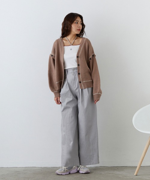 179/WG（イチナナキュウダブルジー）の「2WAYケーブルニットカーディガン／ベスト（袖取り外し）（カーディガン/ボレロ・レディース・ブルーグレー/ベージュ/オフホワイト/グリーン/ラベンダー・FREE）」の15枚目の写真