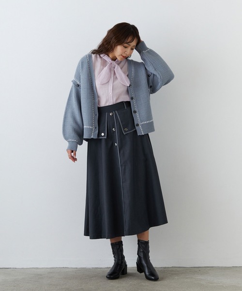 179/WG（イチナナキュウダブルジー）の「2WAYケーブルニットカーディガン／ベスト（袖取り外し）（カーディガン/ボレロ・レディース・ブルーグレー/ベージュ/オフホワイト/グリーン/ラベンダー・FREE）」の12枚目の写真