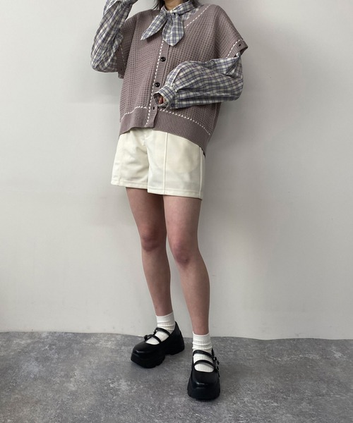 179/WG（イチナナキュウダブルジー）の「2WAYケーブルニットカーディガン／ベスト（袖取り外し）（カーディガン/ボレロ・レディース・ブルーグレー/ベージュ/オフホワイト/グリーン/ラベンダー・FREE）」の11枚目の写真