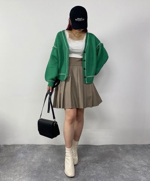 179/WG（イチナナキュウダブルジー）の「2WAYケーブルニットカーディガン／ベスト（袖取り外し）（カーディガン/ボレロ・レディース・ブルーグレー/ベージュ/オフホワイト/グリーン/ラベンダー・FREE）」の9枚目の写真