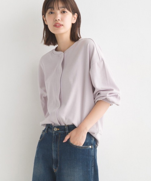 OMNES（オムネス）の「リブボリューム袖カーディガン長袖（カーディガン/ボレロ・レディース・オレンジ/ホワイト系その他/アイボリー/ブラック/オリーブ/ラベンダー/グレー/ホワイト系その他2・FREE）」の7枚目の写真