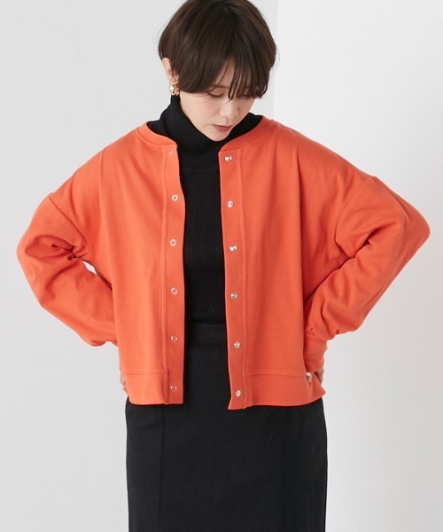 OMNES（オムネス）の「リブボリューム袖カーディガン長袖（カーディガン/ボレロ・レディース・オレンジ/ホワイト系その他/アイボリー/ブラック/オリーブ/ラベンダー/グレー/ホワイト系その他2・FREE）」の8枚目の写真