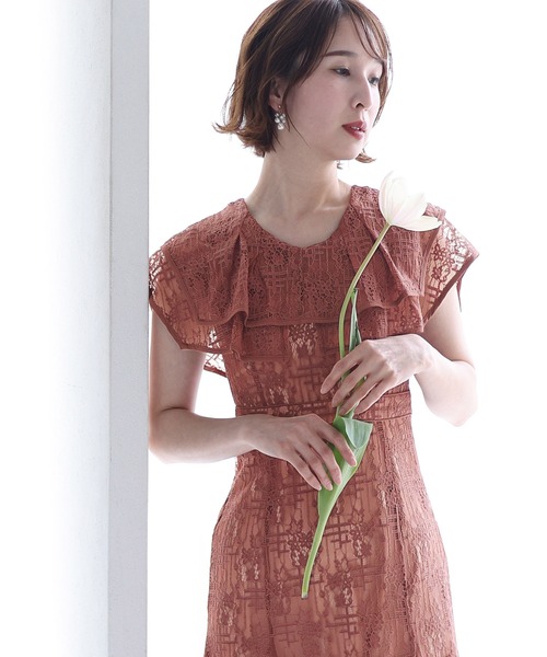 PourVous(プールヴー)の「ノースリーブ&ミモレ丈 パーティー ドレス ビックカラーセレモニー 結婚式 フォーマル オケージョンドレス お呼ばれ 二次会 成人式 (ドレス・レディース・ピンク/ブルー/ブラウン/チャコール・M)」の1枚目の写真