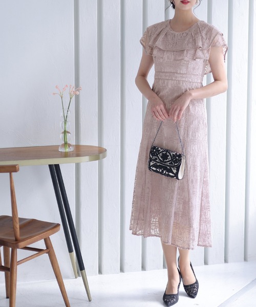 PourVous(プールヴー)の「ノースリーブ&ミモレ丈 パーティー ドレス ビックカラーセレモニー 結婚式 フォーマル オケージョンドレス お呼ばれ 二次会 成人式 (ドレス・レディース・ピンク/ブルー/ブラウン/チャコール・M)」の2枚目の写真