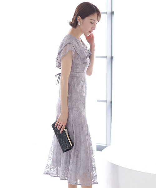 PourVous(プールヴー)の「ノースリーブ&ミモレ丈 パーティー ドレス ビックカラーセレモニー 結婚式 フォーマル オケージョンドレス お呼ばれ 二次会 成人式 (ドレス・レディース・ピンク/ブルー/ブラウン/チャコール・M)」の5枚目の写真