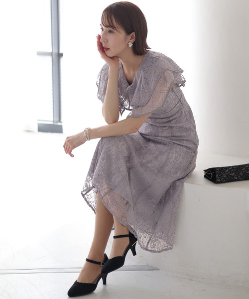 PourVous(プールヴー)の「ノースリーブ&ミモレ丈 パーティー ドレス ビックカラーセレモニー 結婚式 フォーマル オケージョンドレス お呼ばれ 二次会 成人式 (ドレス・レディース・ピンク/ブルー/ブラウン/チャコール・M)」の14枚目の写真