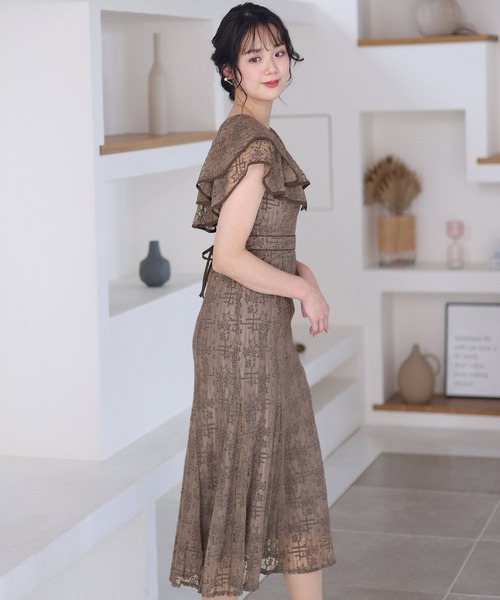 PourVous(プールヴー)の「ノースリーブ&ミモレ丈 パーティー ドレス ビックカラーセレモニー 結婚式 フォーマル オケージョンドレス お呼ばれ 二次会 成人式 (ドレス・レディース・ピンク/ブルー/ブラウン/チャコール・M)」の6枚目の写真