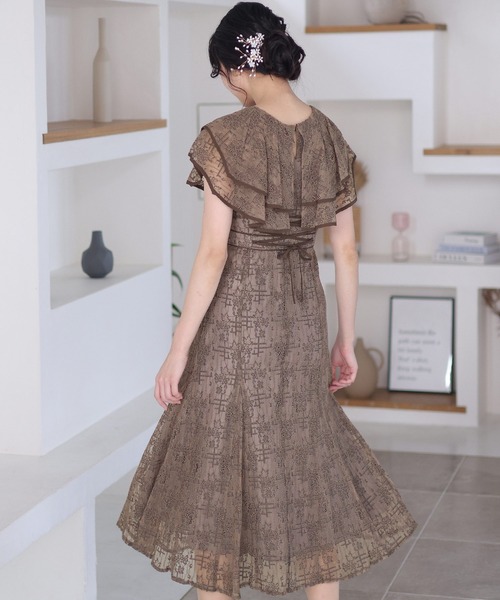 PourVous(プールヴー)の「ノースリーブ&ミモレ丈 パーティー ドレス ビックカラーセレモニー 結婚式 フォーマル オケージョンドレス お呼ばれ 二次会 成人式 (ドレス・レディース・ピンク/ブルー/ブラウン/チャコール・M)」の9枚目の写真
