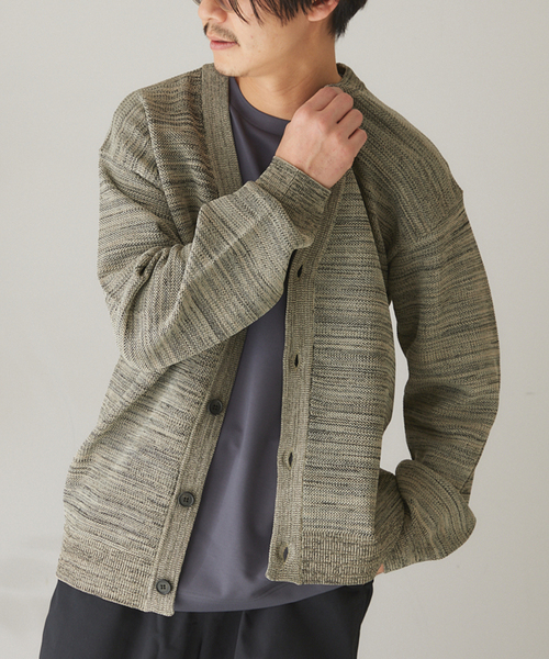 417 EDIFICE（フォーワンセブンエディフィス）の「PEメッシュメランジカーディガン（カーディガン/ボレロ・メンズ・ピンク/ベージュ/ネイビー/グリーン系その他・SMALL/MEDIUM/LARGE）」の2枚目の写真