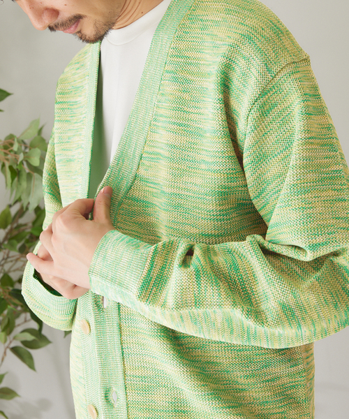 417 EDIFICE（フォーワンセブンエディフィス）の「PEメッシュメランジカーディガン（カーディガン/ボレロ・メンズ・ピンク/ベージュ/ネイビー/グリーン系その他・SMALL/MEDIUM/LARGE）」の3枚目の写真