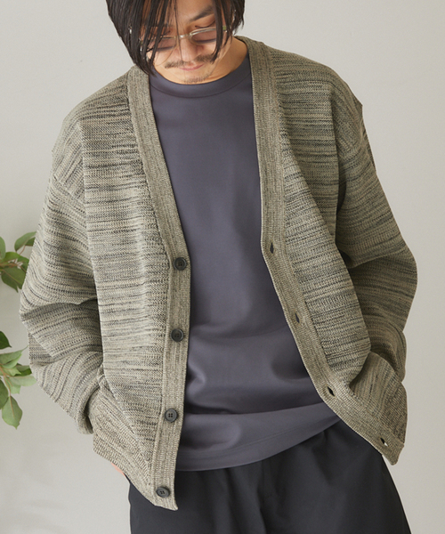 417 EDIFICE（フォーワンセブンエディフィス）の「PEメッシュメランジカーディガン（カーディガン/ボレロ・メンズ・ピンク/ベージュ/ネイビー/グリーン系その他・SMALL/MEDIUM/LARGE）」の7枚目の写真