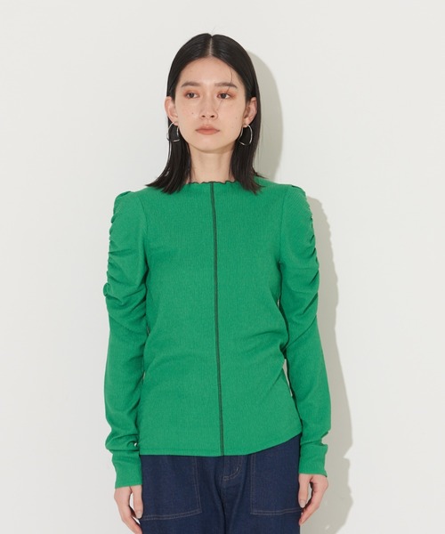 NOMINE（ノミネ）の「【前後着用可】2WAY配色メロウシャーリングロンT（Tシャツ/カットソー・レディース・イエロー/グリーン/ブラック/オフホワイト・フリー）」の5枚目の写真