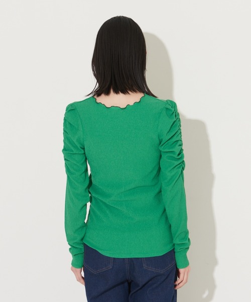 NOMINE（ノミネ）の「【前後着用可】2WAY配色メロウシャーリングロンT（Tシャツ/カットソー・レディース・イエロー/グリーン/ブラック/オフホワイト・フリー）」の22枚目の写真