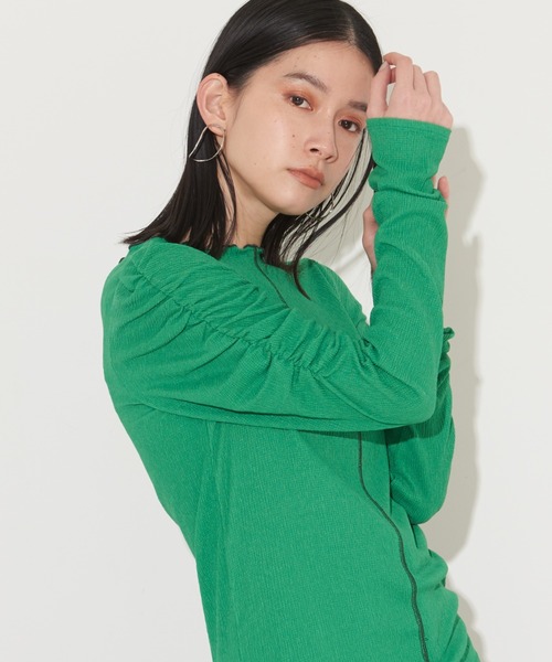 NOMINE（ノミネ）の「【前後着用可】2WAY配色メロウシャーリングロンT（Tシャツ/カットソー・レディース・イエロー/グリーン/ブラック/オフホワイト・フリー）」の19枚目の写真