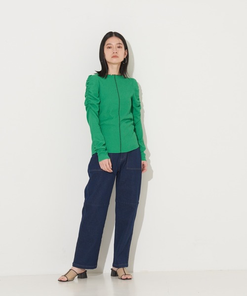 NOMINE（ノミネ）の「【前後着用可】2WAY配色メロウシャーリングロンT（Tシャツ/カットソー・レディース・イエロー/グリーン/ブラック/オフホワイト・フリー）」の8枚目の写真