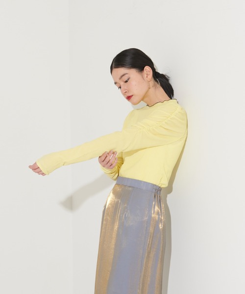 NOMINE（ノミネ）の「【前後着用可】2WAY配色メロウシャーリングロンT（Tシャツ/カットソー・レディース・イエロー/グリーン/ブラック/オフホワイト・フリー）」の11枚目の写真