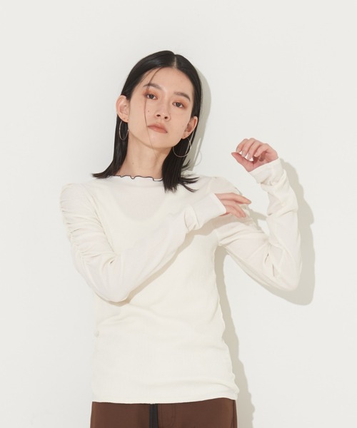 NOMINE（ノミネ）の「【前後着用可】2WAY配色メロウシャーリングロンT（Tシャツ/カットソー・レディース・イエロー/グリーン/ブラック/オフホワイト・フリー）」の20枚目の写真