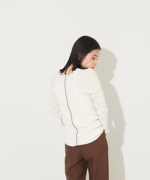 NOMINE（ノミネ）の「【前後着用可】2WAY配色メロウシャーリングロンT（Tシャツ/カットソー・レディース・イエロー/グリーン/ブラック/オフホワイト・フリー）」の9枚目の写真