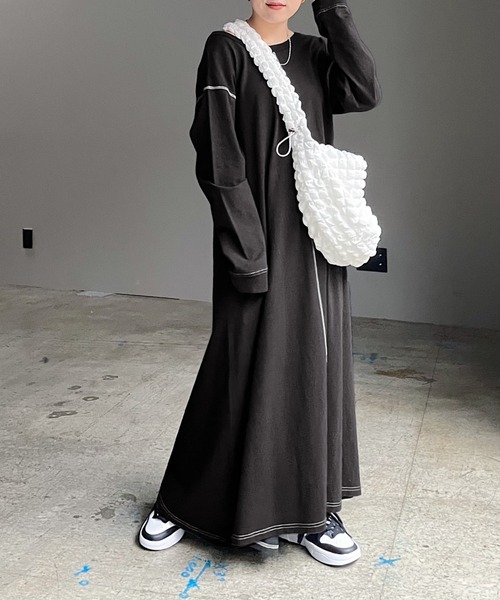 PAGEBOY（ページボーイ）の「ピグメントルーズロングスリーブワンピース（ワンピース・レディース・オフホワイト/ミント/チャコール・FREE）」の4枚目の写真