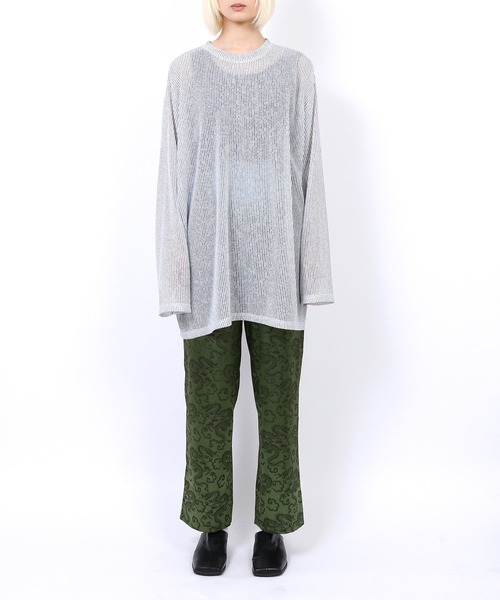 PUNYUS（プニュズ）の「シアーニットトップス（Tシャツ/カットソー・レディース・ホワイト/サックスブルー/グリーン/ライトパープル・1/4/3/2）」の5枚目の写真