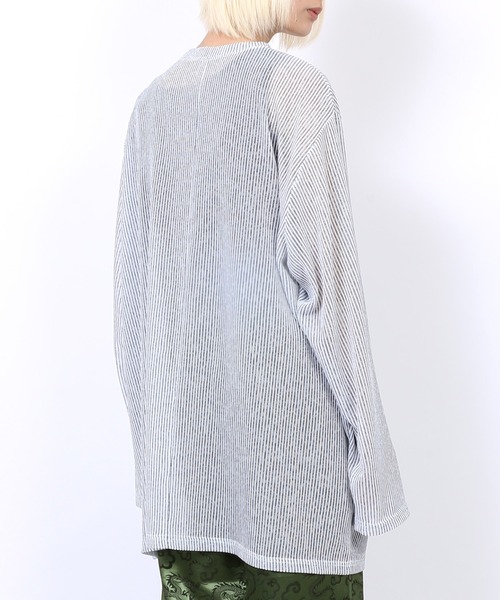 PUNYUS（プニュズ）の「シアーニットトップス（Tシャツ/カットソー・レディース・ホワイト/サックスブルー/グリーン/ライトパープル・1/4/3/2）」の6枚目の写真