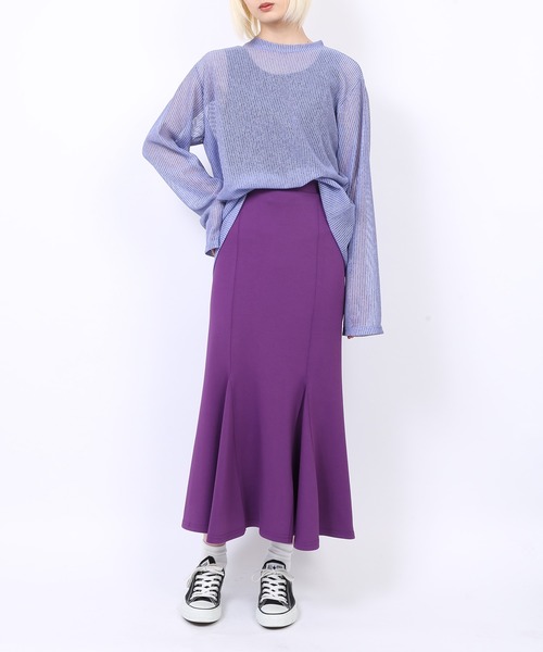 PUNYUS（プニュズ）の「シアーニットトップス（Tシャツ/カットソー・レディース・ホワイト/サックスブルー/グリーン/ライトパープル・1/4/3/2）」の9枚目の写真