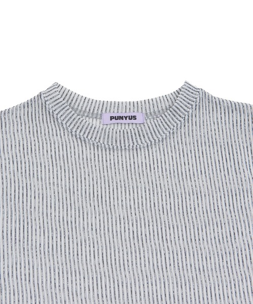 PUNYUS（プニュズ）の「シアーニットトップス（Tシャツ/カットソー・レディース・ホワイト/サックスブルー/グリーン/ライトパープル・1/4/3/2）」の12枚目の写真