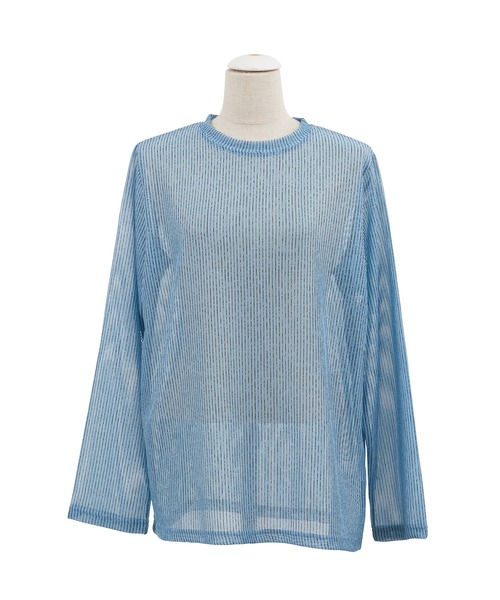 PUNYUS（プニュズ）の「シアーニットトップス（Tシャツ/カットソー・レディース・ホワイト/サックスブルー/グリーン/ライトパープル・1/4/3/2）」の17枚目の写真