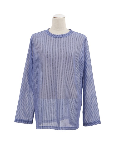 PUNYUS（プニュズ）の「シアーニットトップス（Tシャツ/カットソー・レディース・ホワイト/サックスブルー/グリーン/ライトパープル・1/4/3/2）」の18枚目の写真