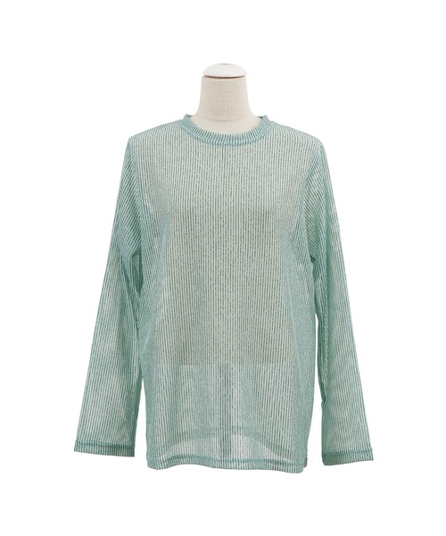 PUNYUS（プニュズ）の「シアーニットトップス（Tシャツ/カットソー・レディース・ホワイト/サックスブルー/グリーン/ライトパープル・1/4/3/2）」の19枚目の写真