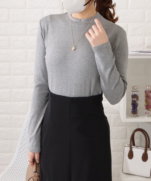 Lace Ladies（レースレディース）の「モックネック長袖プルオーバー（Tシャツ/カットソー・レディース・グレー/ブラック/アイボリー/ブラウン/ホワイト・XL/M）」の4枚目の写真