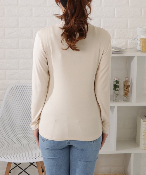 Lace Ladies（レースレディース）の「モックネック長袖プルオーバー（Tシャツ/カットソー・レディース・グレー/ブラック/アイボリー/ブラウン/ホワイト・XL/M）」の9枚目の写真