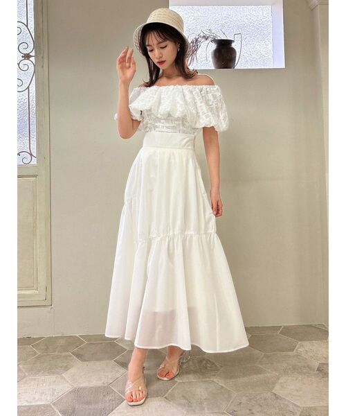 dazzlin（ダズリン）の「ギャザーフレアボリュームスカート（スカート・レディース・ブラウン/オフホワイト/ブルー/グリーン・SMALL/MEDIUM）」の6枚目の写真