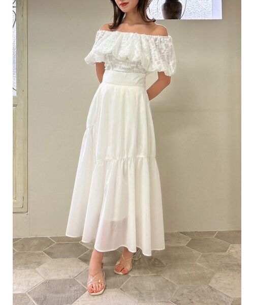 dazzlin（ダズリン）の「ギャザーフレアボリュームスカート（スカート・レディース・ブラウン/オフホワイト/ブルー/グリーン・SMALL/MEDIUM）」の10枚目の写真