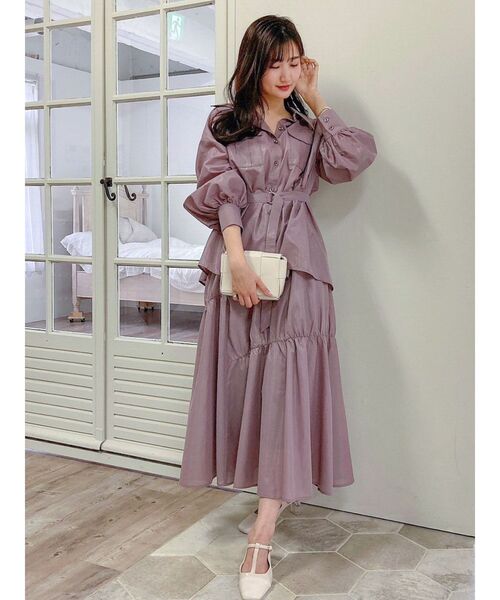 dazzlin（ダズリン）の「ギャザーフレアボリュームスカート（スカート・レディース・ブラウン/オフホワイト/ブルー/グリーン・SMALL/MEDIUM）」の11枚目の写真