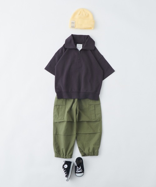 CIAOPANIC TYPY（チャオパニックティピー）の「【KIDS】ミニ裏毛ビッグシルエットハーフジップTee（Tシャツ/カットソー・キッズ・チャコールグレー/イエロー/アイボリー/サックスブルー・L/S/M/XL/XXL）」の6枚目の写真