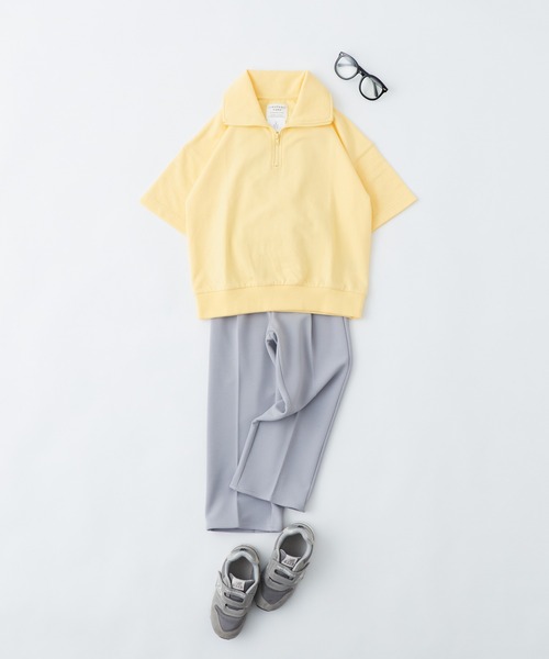 CIAOPANIC TYPY（チャオパニックティピー）の「【KIDS】ミニ裏毛ビッグシルエットハーフジップTee（Tシャツ/カットソー・キッズ・チャコールグレー/イエロー/アイボリー/サックスブルー・L/S/M/XL/XXL）」の8枚目の写真