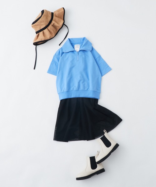 CIAOPANIC TYPY（チャオパニックティピー）の「【KIDS】ミニ裏毛ビッグシルエットハーフジップTee（Tシャツ/カットソー・キッズ・チャコールグレー/イエロー/アイボリー/サックスブルー・L/S/M/XL/XXL）」の7枚目の写真