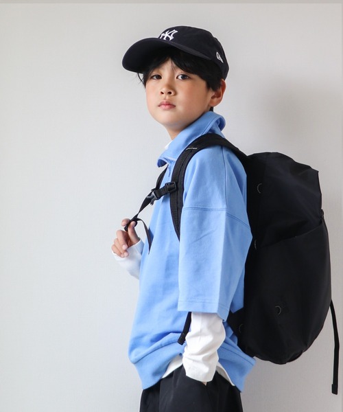 CIAOPANIC TYPY（チャオパニックティピー）の「【KIDS】ミニ裏毛ビッグシルエットハーフジップTee（Tシャツ/カットソー・キッズ・チャコールグレー/イエロー/アイボリー/サックスブルー・L/S/M/XL/XXL）」の17枚目の写真