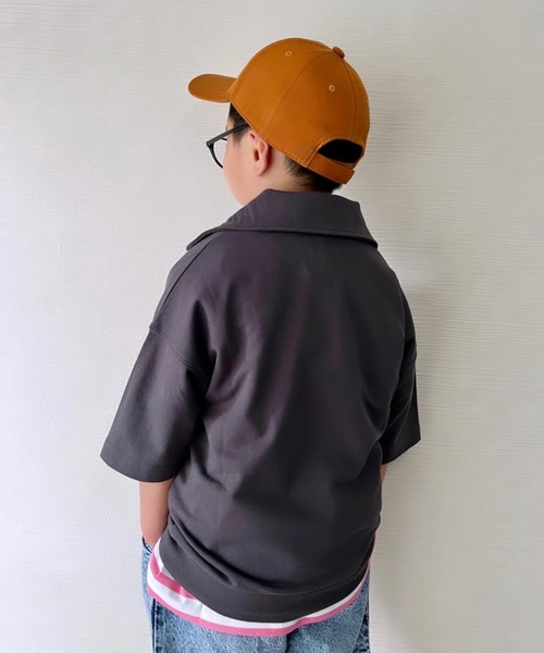 CIAOPANIC TYPY（チャオパニックティピー）の「【KIDS】ミニ裏毛ビッグシルエットハーフジップTee（Tシャツ/カットソー・キッズ・チャコールグレー/イエロー/アイボリー/サックスブルー・L/S/M/XL/XXL）」の20枚目の写真