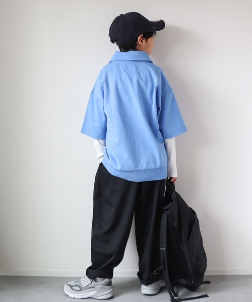 CIAOPANIC TYPY（チャオパニックティピー）の「【KIDS】ミニ裏毛ビッグシルエットハーフジップTee（Tシャツ/カットソー・キッズ・チャコールグレー/イエロー/アイボリー/サックスブルー・L/S/M/XL/XXL）」の19枚目の写真